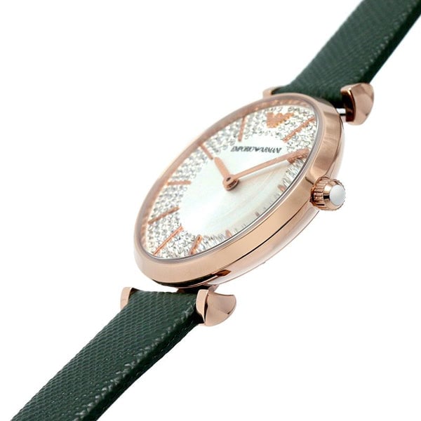 Emporio Armani Pro Planet Analog Silver Dial Green Leather Strap Watch For Women - AR11517 - Image 5